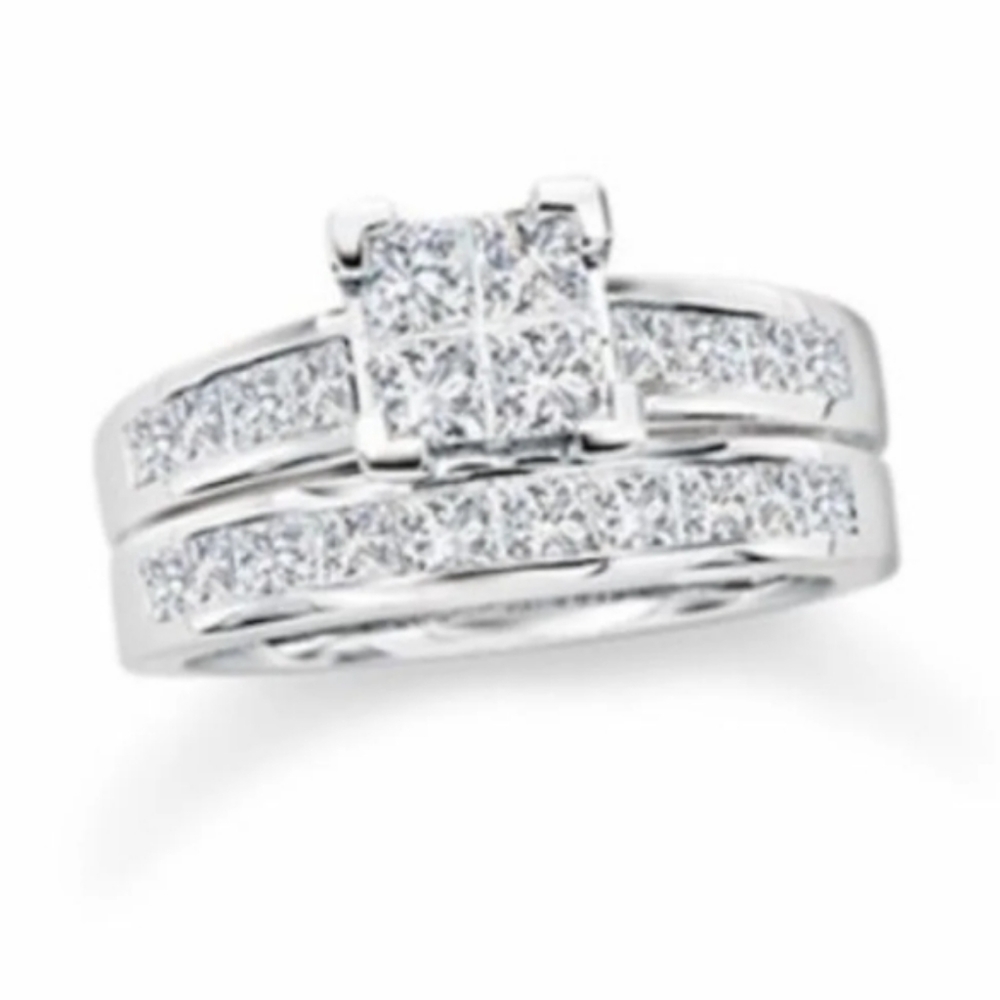 Zales  14k wg princess cut diamond wedding set